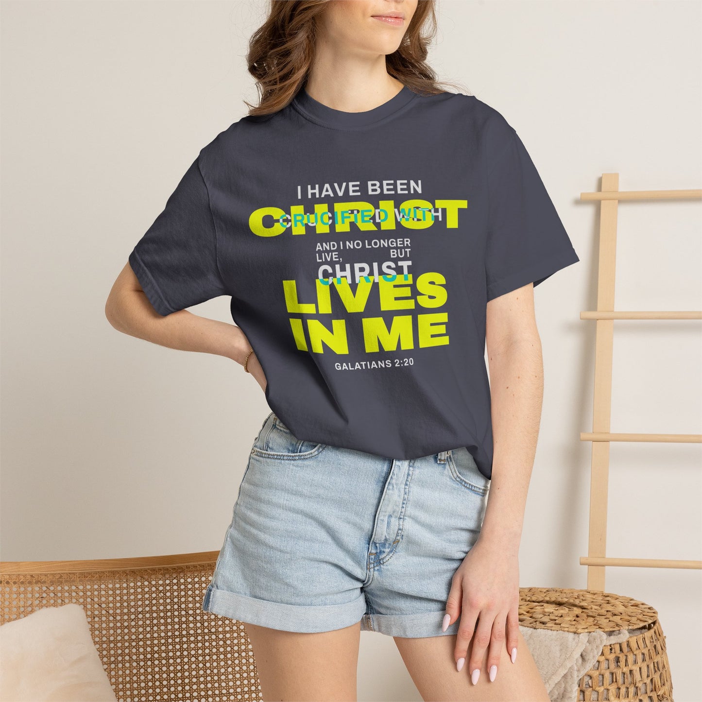 I have been Crucified with Christ "Galatians 2:20" YELLOW 100% Cotton T-Shirt