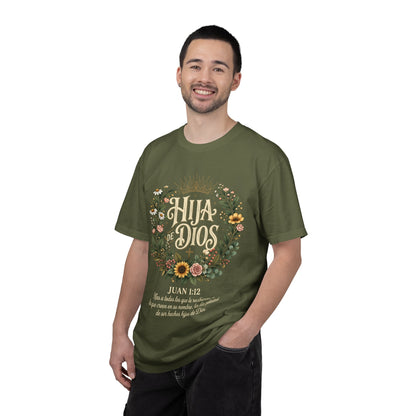 Hija de Dios Floral T‑Shirt — Juan 1:12 Christian Tee