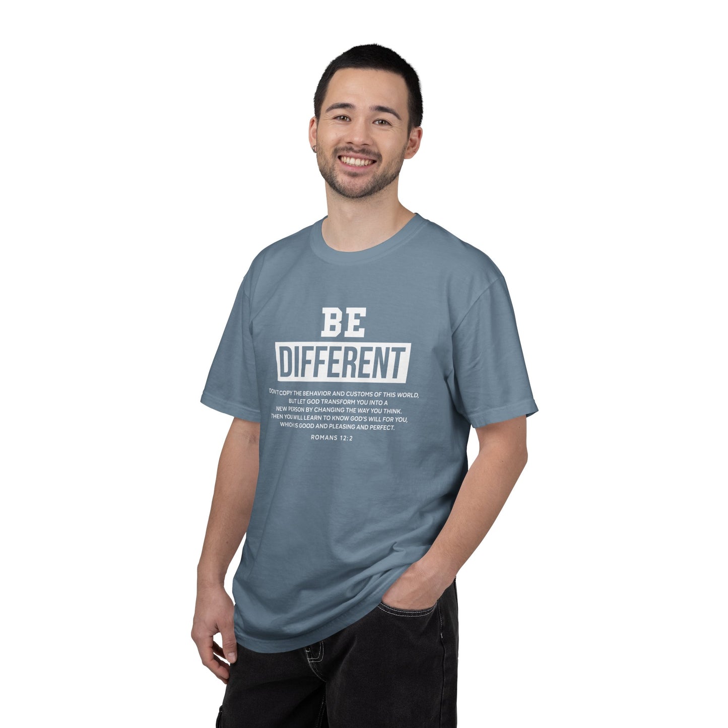 Be Different Romans 12:2 T-Shirt — Christian Faith Graphic T-shirt
