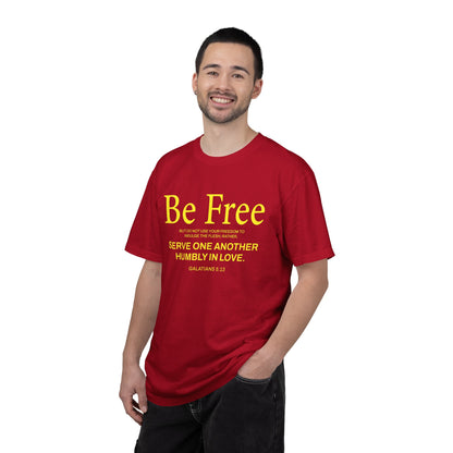 Be Free "Galatians 5:13" Yellow 100% Cotton T-Shirt