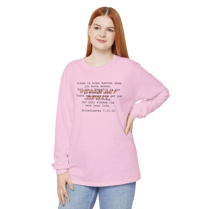 Biblical Wisdom Long Sleeve T-Shirt — Faith Scripture Tee