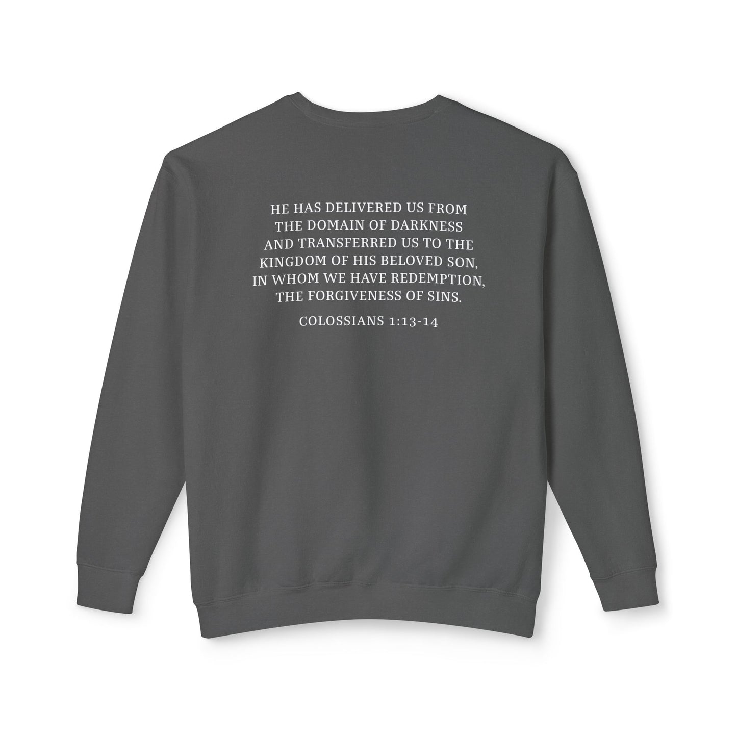 Rescued Colossians 1:13 Cotton Crewneck Sweatshirt — Bible Verse Christian Pullover