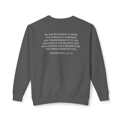 Rescued Colossians 1:13 Cotton Crewneck Sweatshirt — Bible Verse Christian Pullover