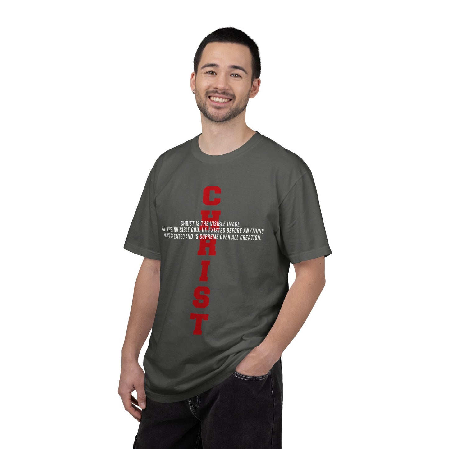 CHRIST the visible image of the invisible God Cotton T-shirt — Faith-Based Christian Tee