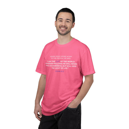 I AM The Light Of The World "John 8:12" Blue 100% Cotton T-Shirt