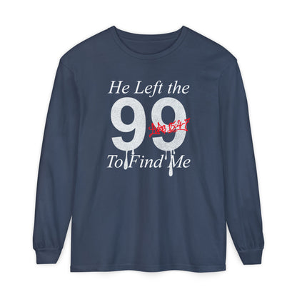 He Left the 99 Long Sleeve — Luke 15:4-7 Christian Crewneck