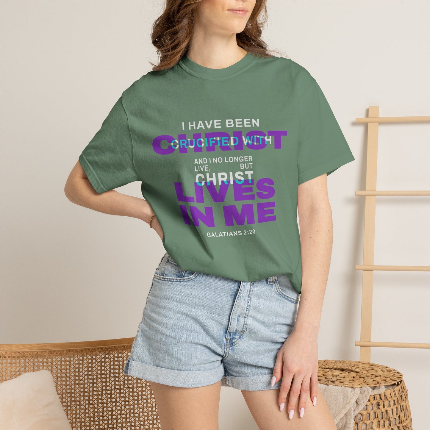 I have been Crucified with Christ "Galatians 2:20" Purple 100% Cotton T-Shirt
