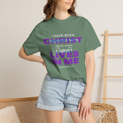 I have been Crucified with Christ "Galatians 2:20" Purple 100% Cotton T-Shirt
