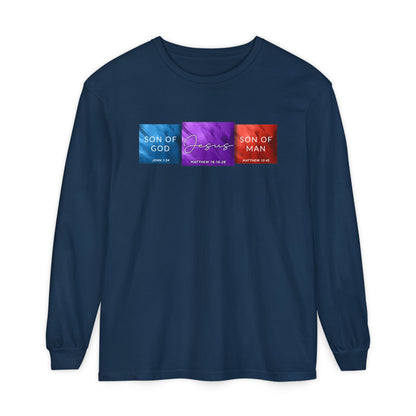 Son of Man Son of God Cotton T‑Shirt — Christian Faith Graphic Long Sleeve Tee