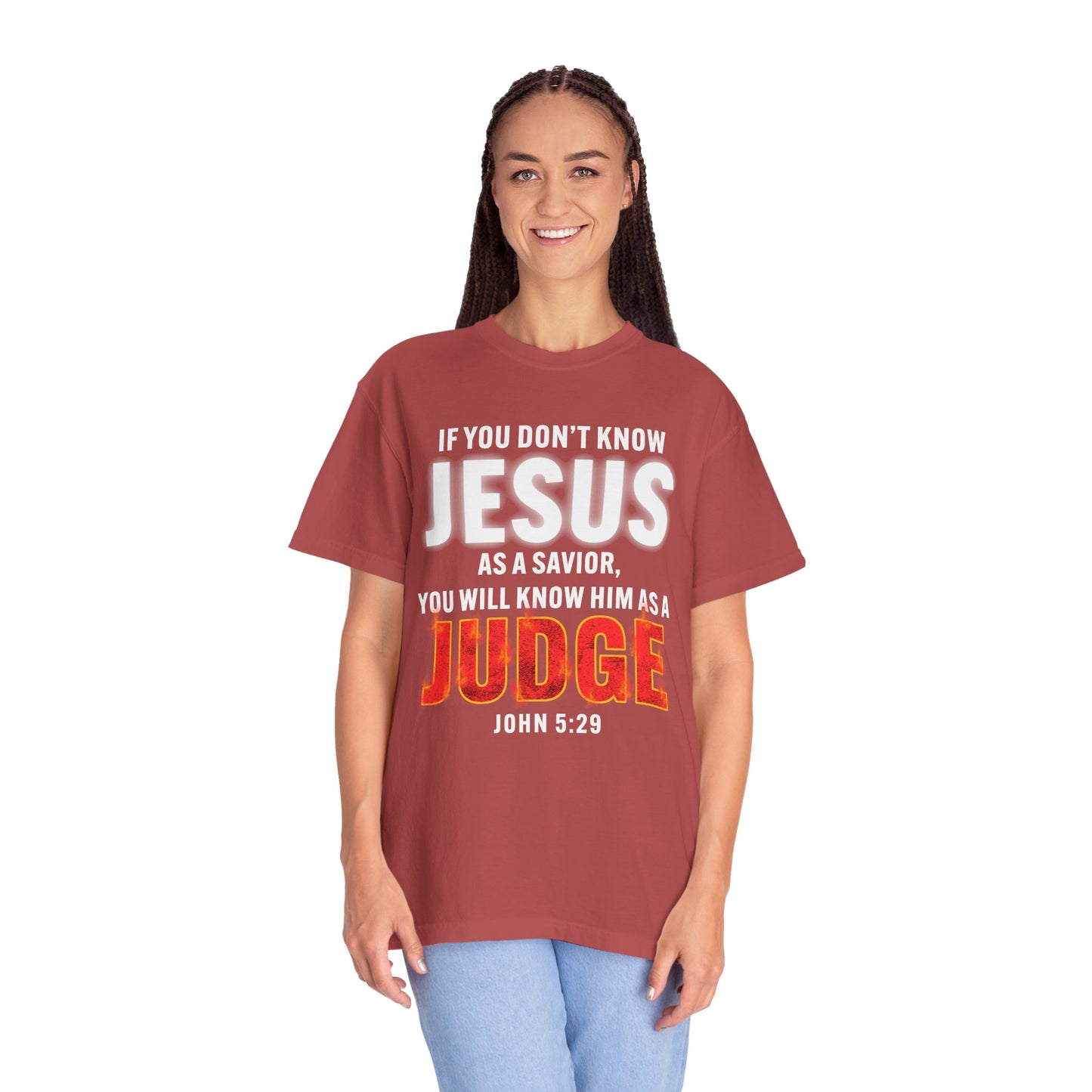 Know Jesus as Savior Cotton T-shirt — Faith-Based Christian Tee