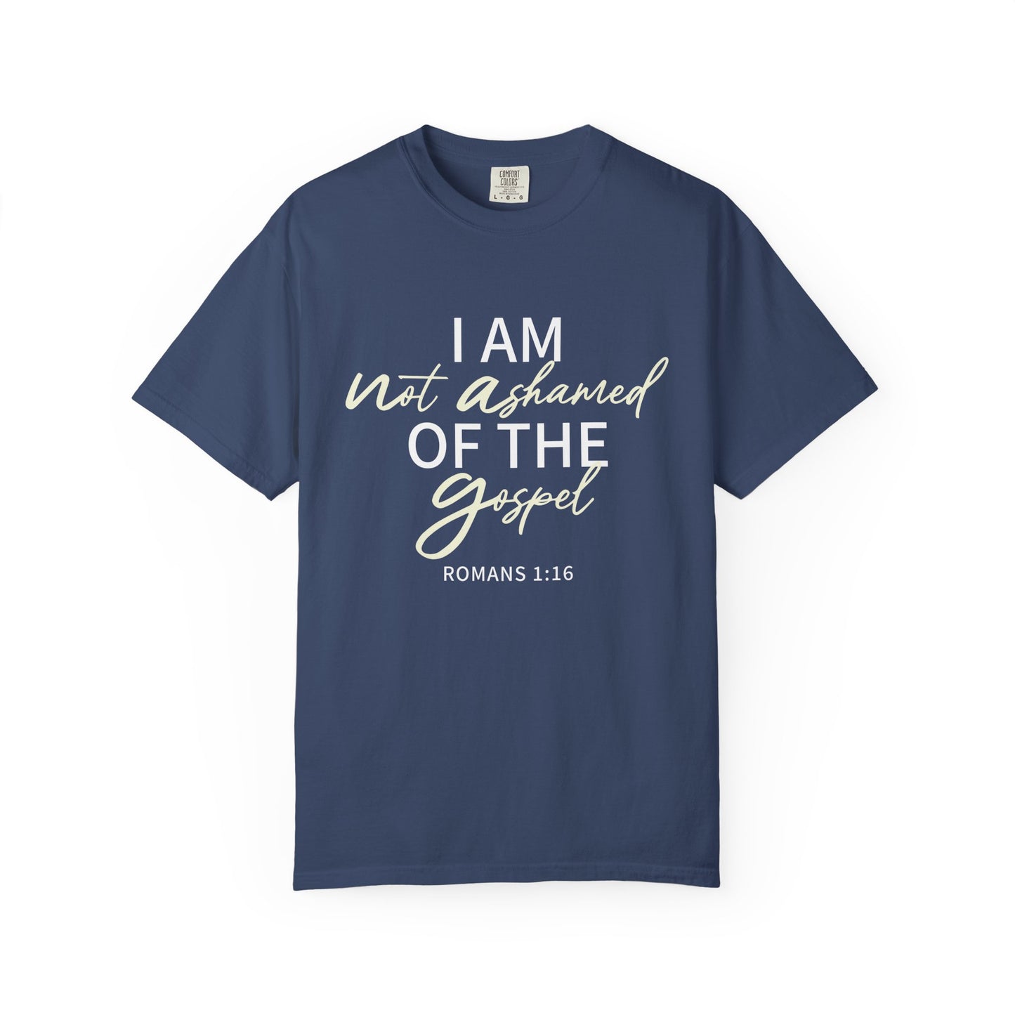 Romans 1:16 T-Shirt — Beige 100% Cotton