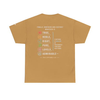 Philippians 4:8 True Noble Right Pure Lovely Adorably Christian T-Shirt