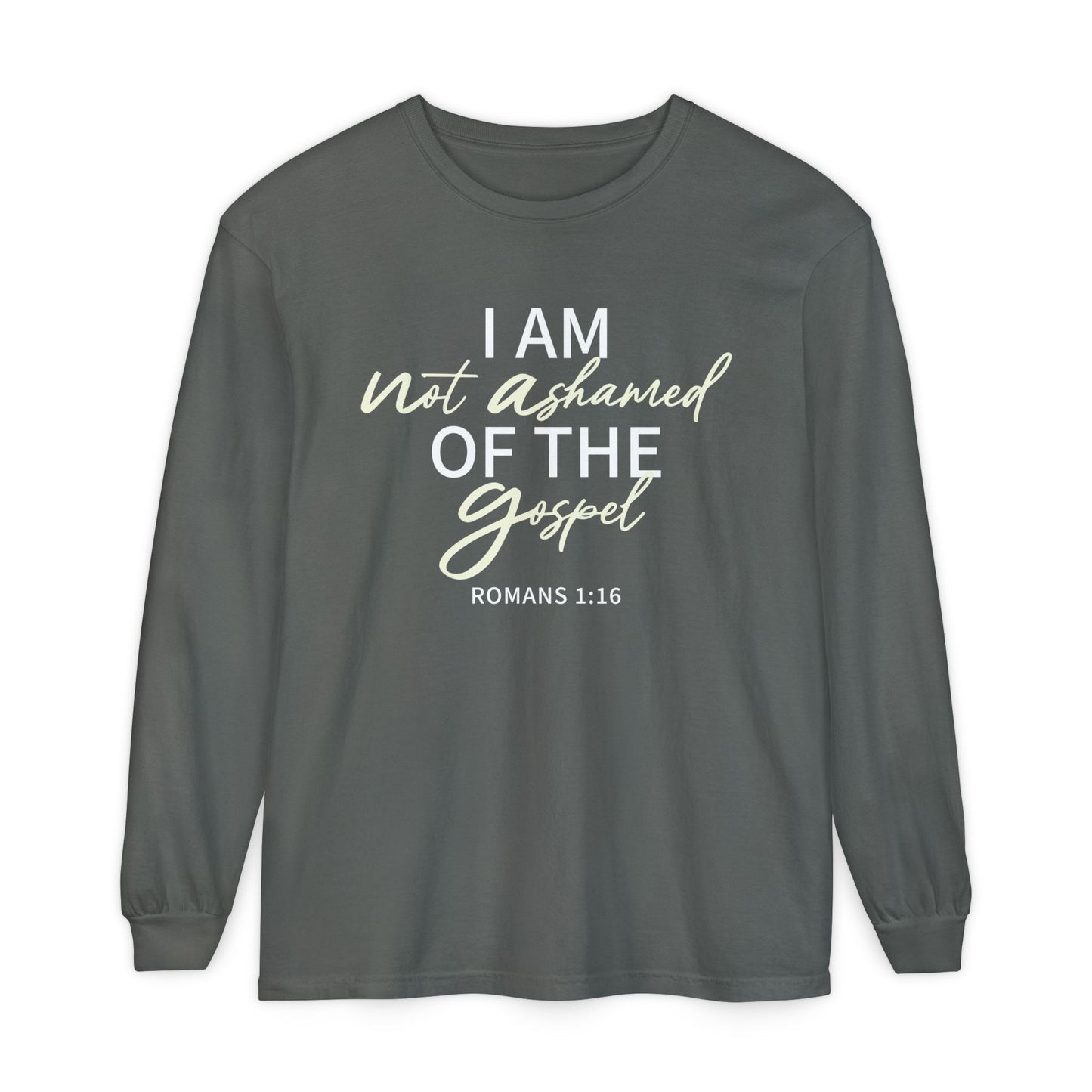 Romans 1:16 Beige 100% Cotton Lon Sleeve Comfort Color