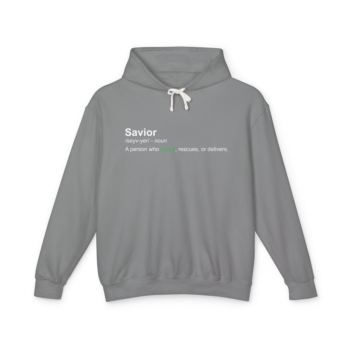 Savior Definition Hoodie — 100% Cotton Lightweight Hooded Sweatshirt