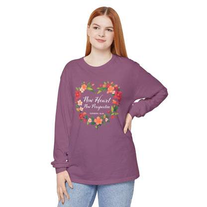 New Heart and New Perspective "Ezekiel 36:26" Long Sleeve T-Shirt 100% Cotton