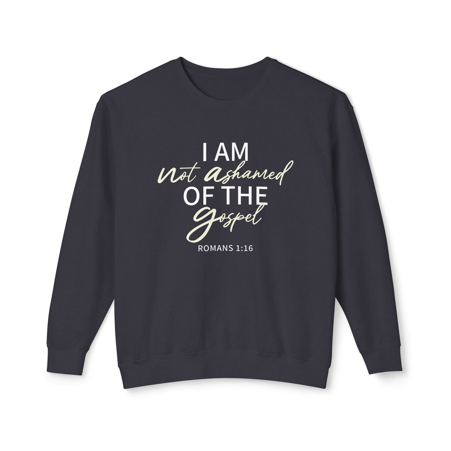 Romans 1:16 Beige Cotton Sweatshirt — Faith Verse Crewneck