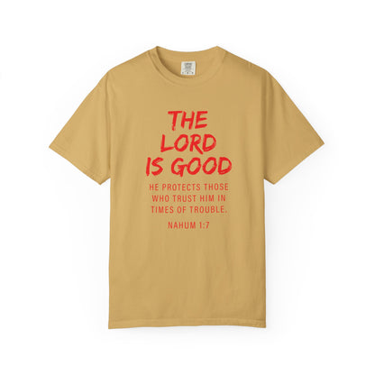 The Lord is Good "Nahum 1:7" Red T-Shirt