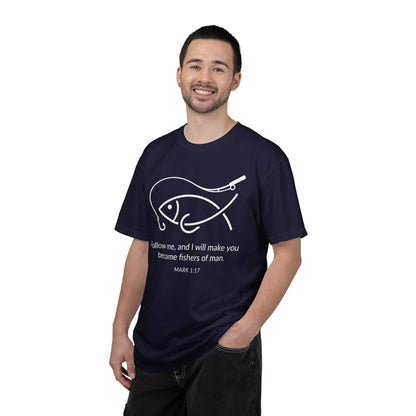 Follow Me Christian Fish T-Shirt – “I Will Make You Fishers of Men” Mark 1:17