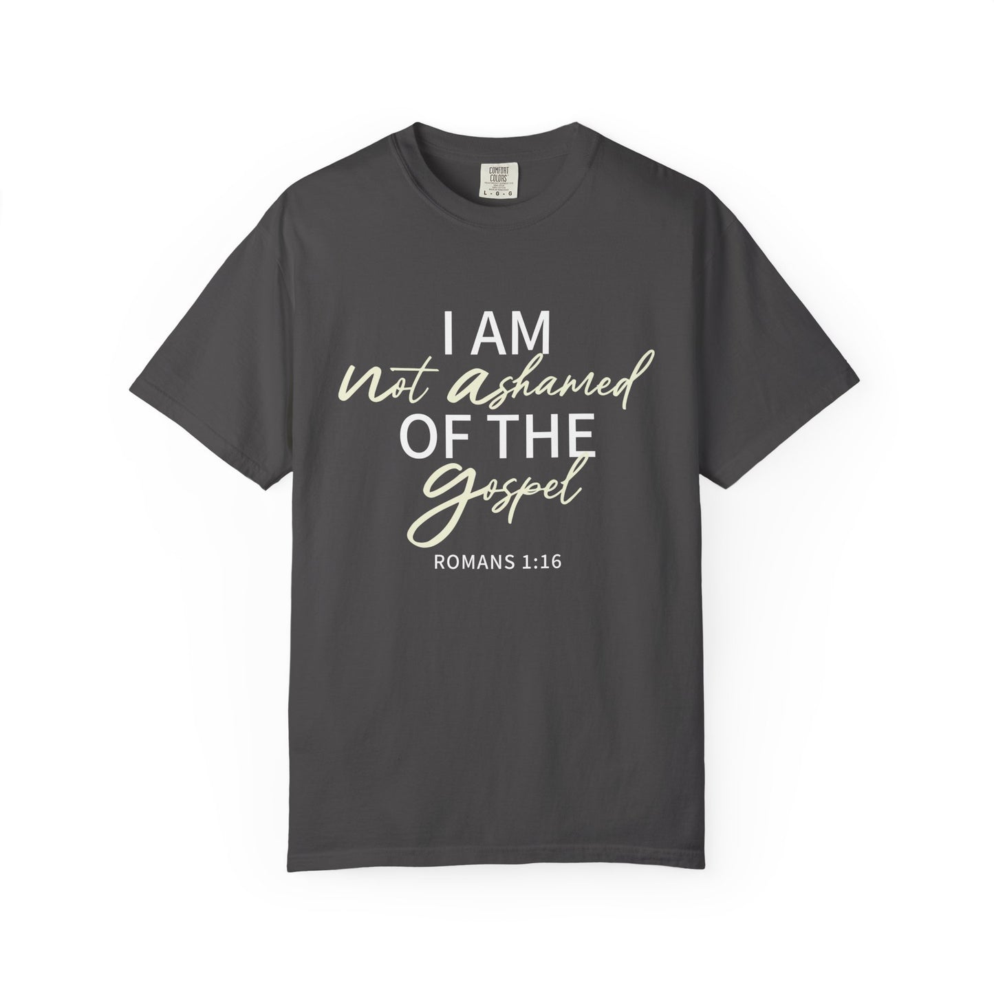 Romans 1:16 T-Shirt — Beige 100% Cotton