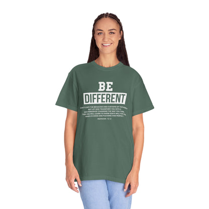 Be Different Romans 12:2 T-Shirt — Christian Faith Graphic T-shirt