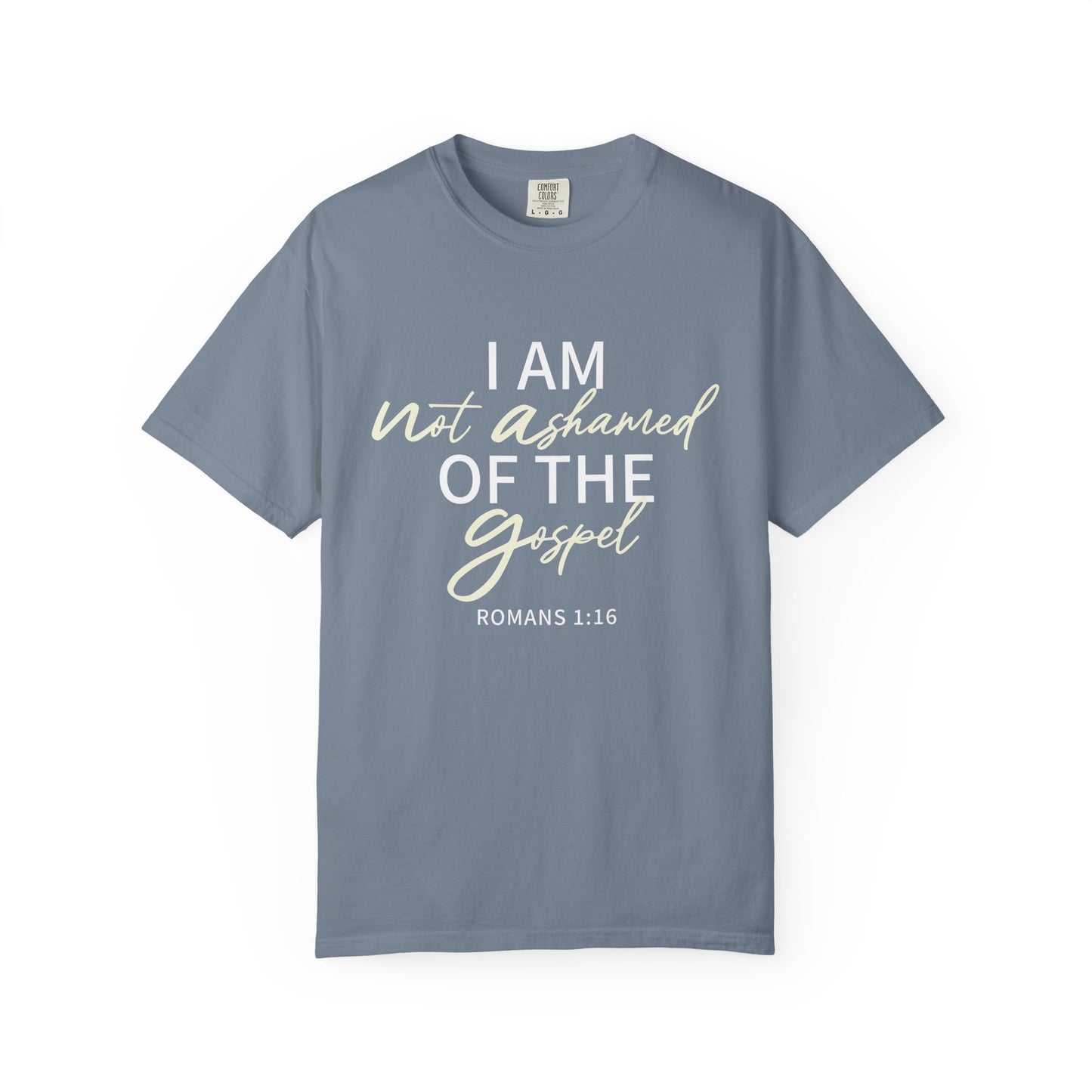 Romans 1:16 T-Shirt — Beige 100% Cotton