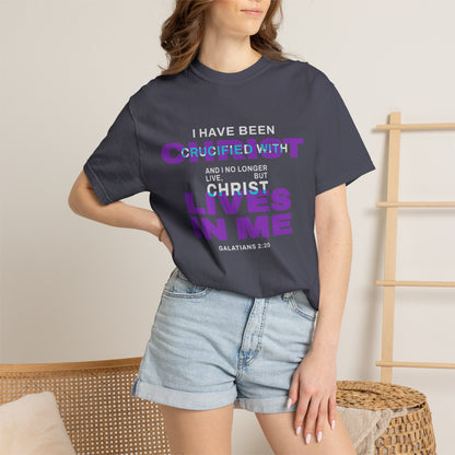 I have been Crucified with Christ "Galatians 2:20" Purple 100% Cotton T-Shirt