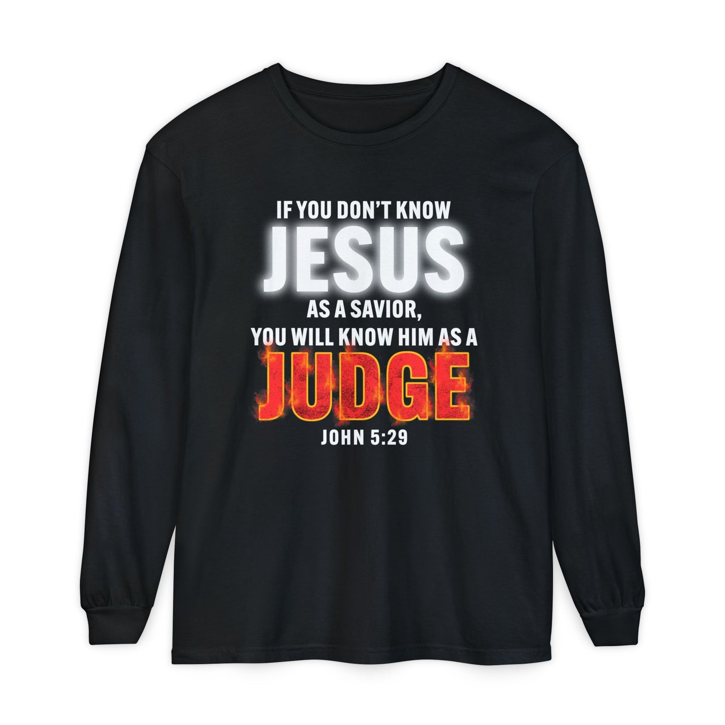 Know Jesus as Savior Cotton T-shirt — Faith-Based Christian Long Sleeve Tee