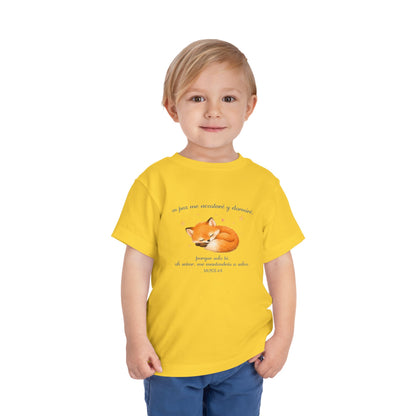 Toddler Tee - Sleeping Fox Illustration with 'En Paz Me Acostare' Spanish Design