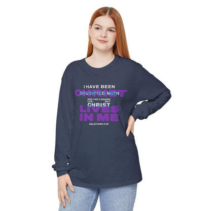 I have been Crucified with Christ "Galatians 2:20" Purple 100% Long Sleeve