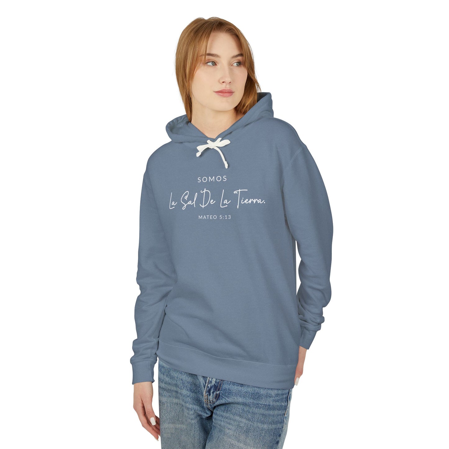 Somos la Sal de la Tierra Mateo 5:13 100% Cotton Hoodie Sweat-Shirt — Spanish Wise Woman Bible Verse