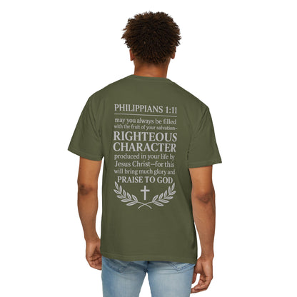 Righteous Character  T‑Shirt — Philippians 1:11 Inspirational Christian Tee