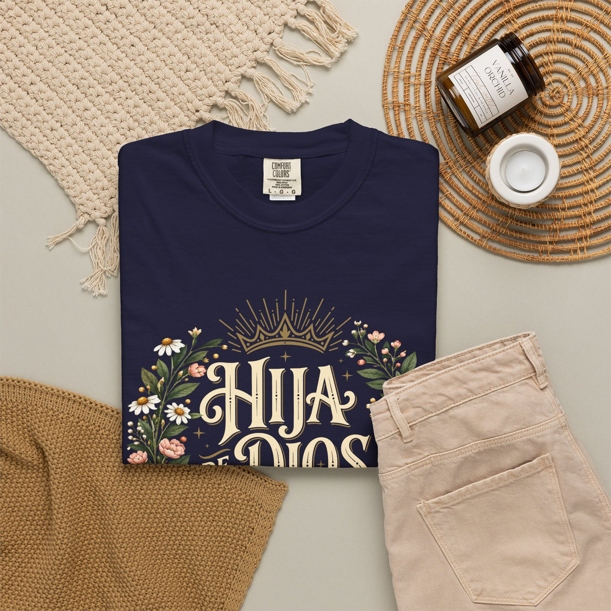 Hija de Dios Floral T‑Shirt — Juan 1:12 Christian Tee