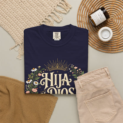 Hija de Dios Floral T‑Shirt — Juan 1:12 Christian Tee