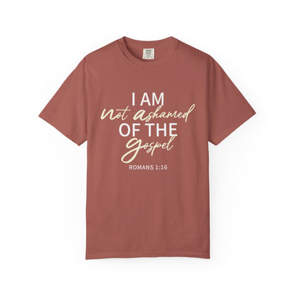Romans 1:16 T-Shirt — Beige 100% Cotton