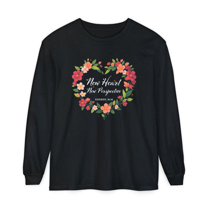 New Heart and New Perspective "Ezekiel 36:26" Long Sleeve T-Shirt 100% Cotton