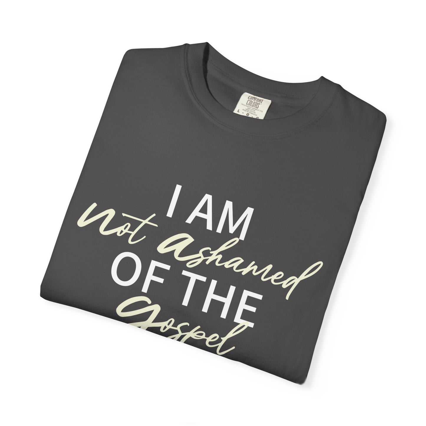 Romans 1:16 T-Shirt — Beige 100% Cotton