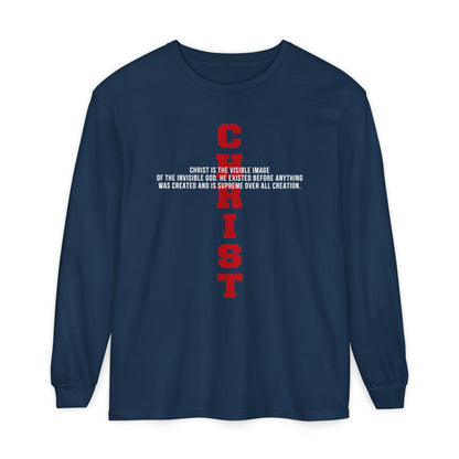 CHRIST the visible image of the invisible God Long Sleeve T‑Shirt — Inspirational Christian Scripture Tee