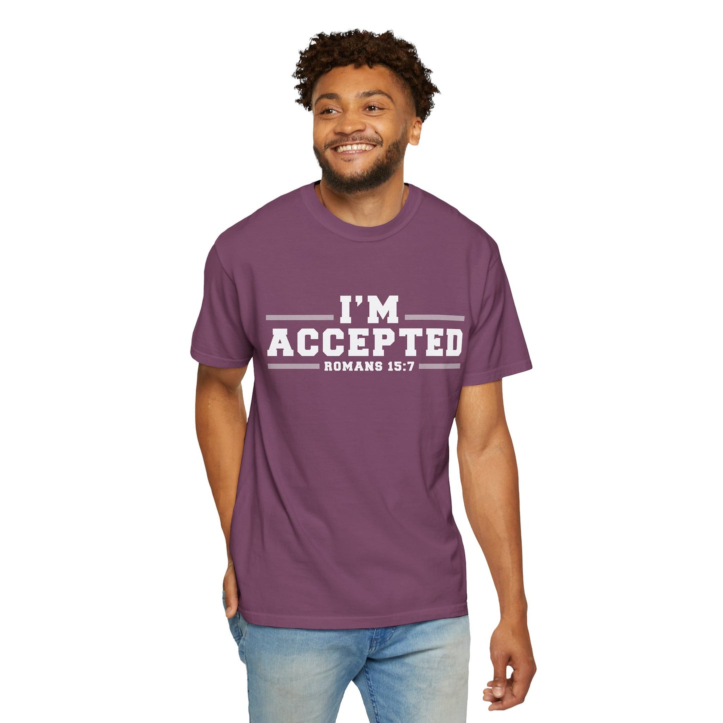 I'm Accepted "Romans 15:7" Cotton T-Shirt — Faith-Inspired Christian Tee