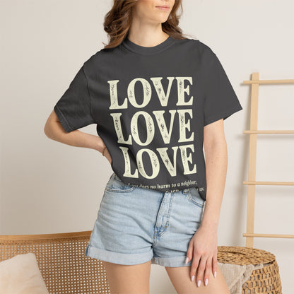 Love Love Love Scripture T‑Shirt — Romans 13:10 Faith Graphic Tee