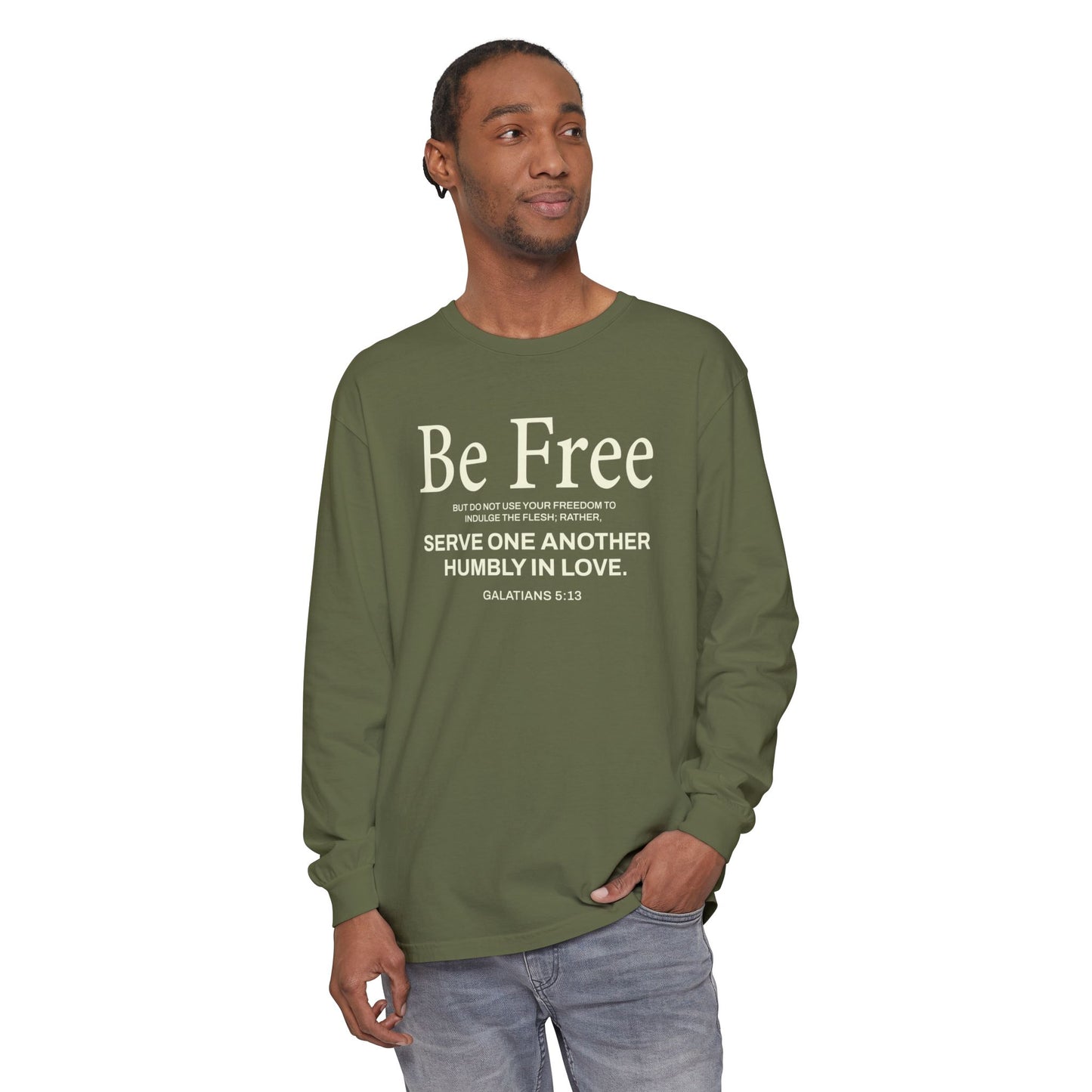 Be Free "Galatians 5:13" BEIGE 100% Cotton Long Sleeve