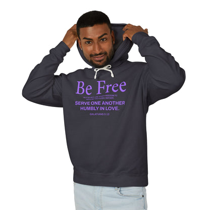Be Free "Galatians 5:13" PURPLE 100% Cotton Hoodie