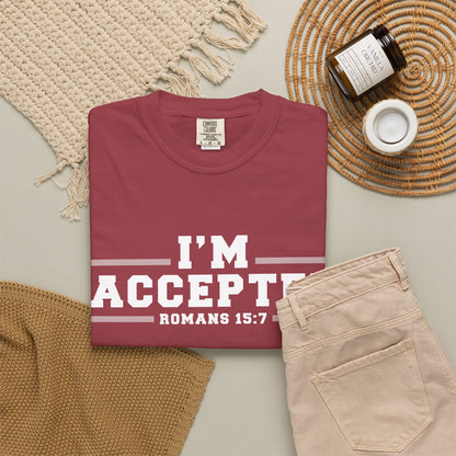 I'm Accepted "Romans 15:7" Cotton T-Shirt — Faith-Inspired Christian Tee