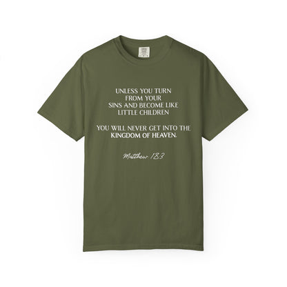 Matthew 18:3 100% Cotton T-shirt — Christian Scripture Tee