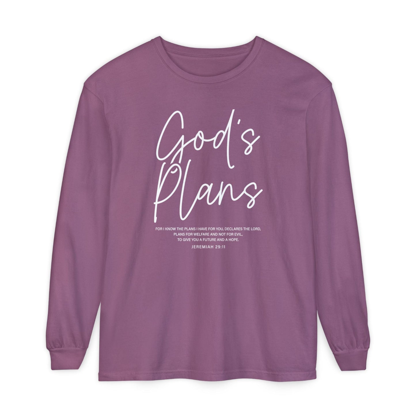 God's Plans Jeremiah 29:11 100% Cotton Long Sleeve