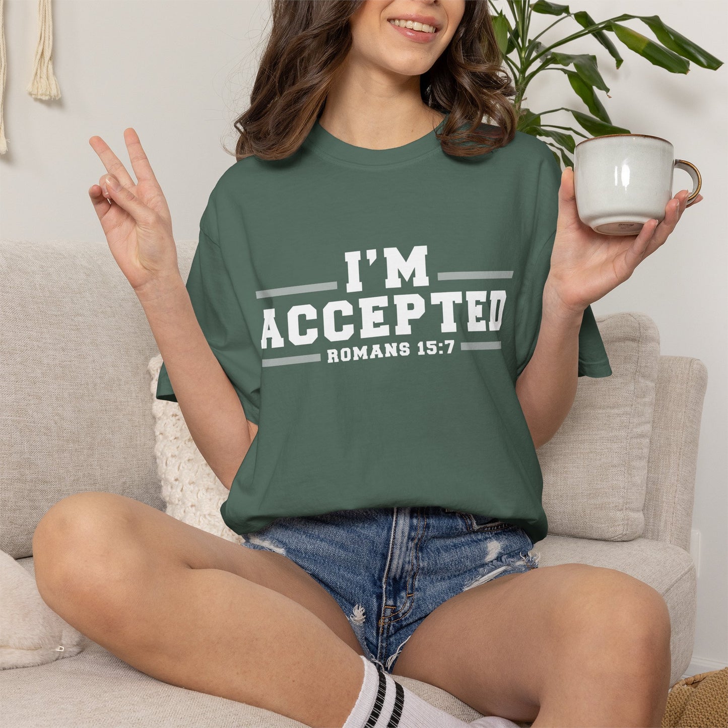 I'm Accepted "Romans 15:7" Cotton T-Shirt — Faith-Inspired Christian Tee