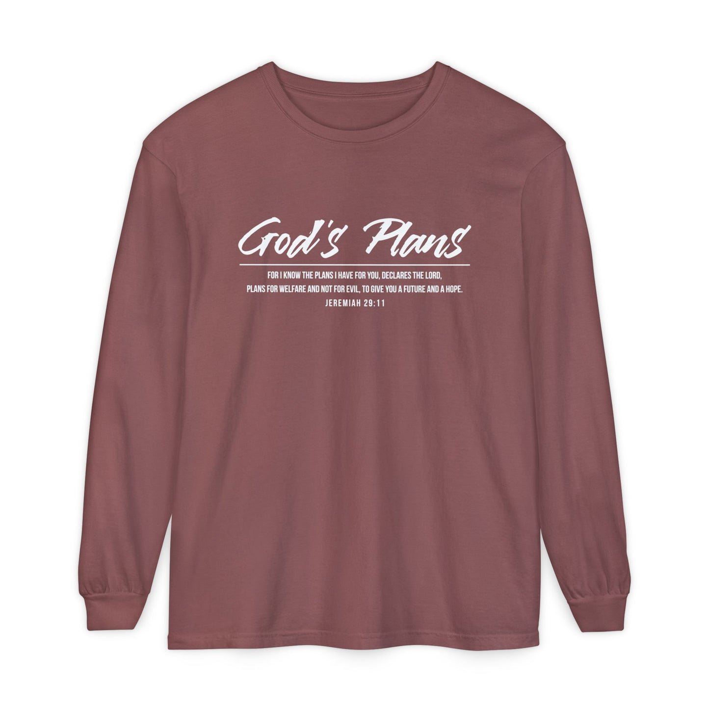 Jeremiah 29:11 'God's Plans' Long Sleeve T-Shirt — Inspirational Christian Faith Tee