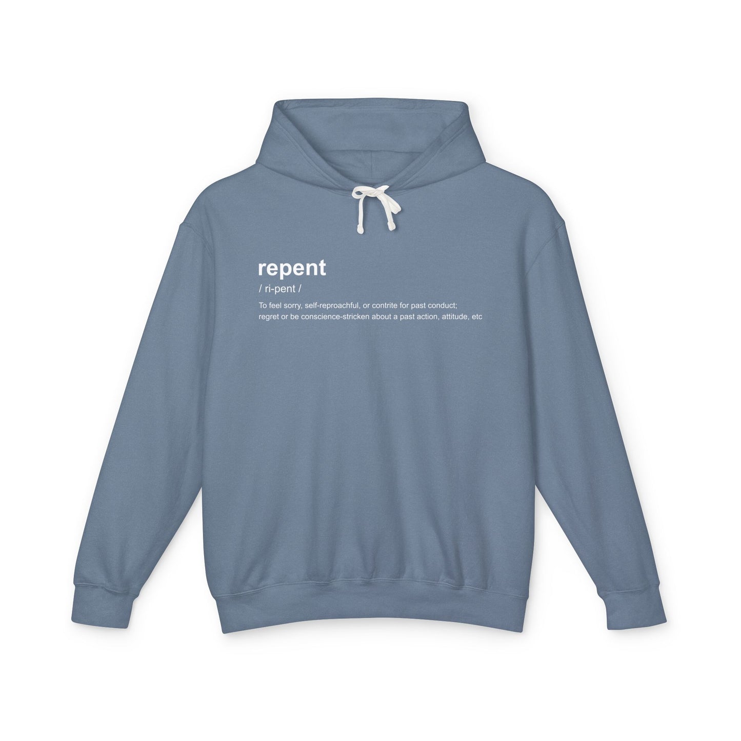 Repent Definition 100% Cotton Hoodie — Lightweight Religious Pullover