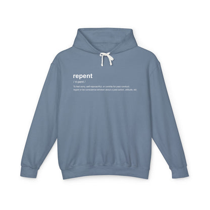 Repent Definition 100% Cotton Hoodie — Lightweight Religious Pullover