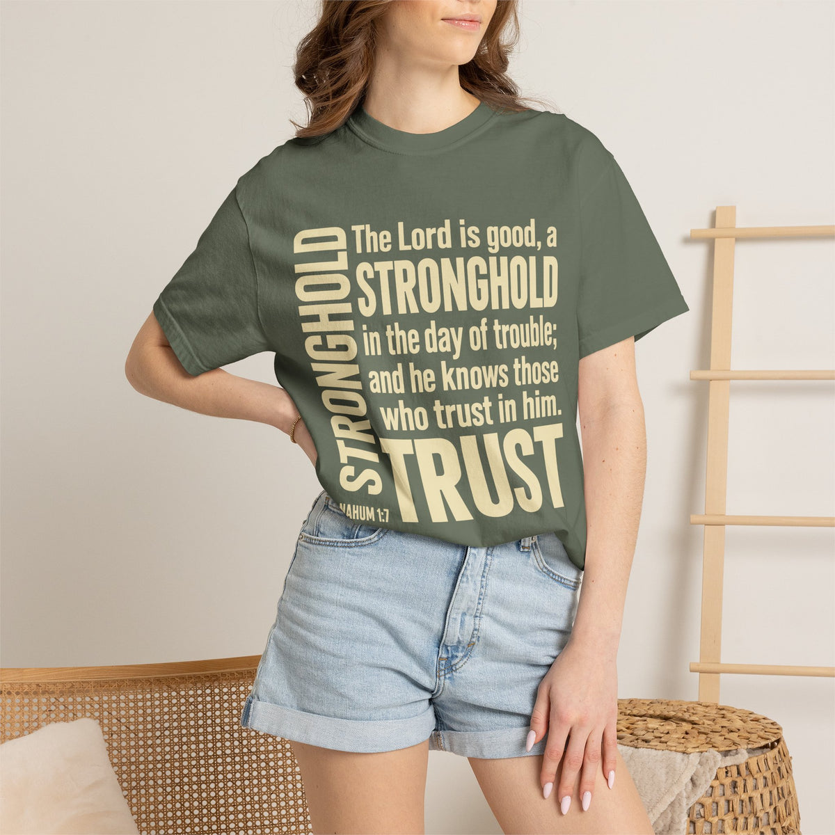 The Lord is Good Christian T-Shirt — Nahum 1:7 Bible Verse Tee