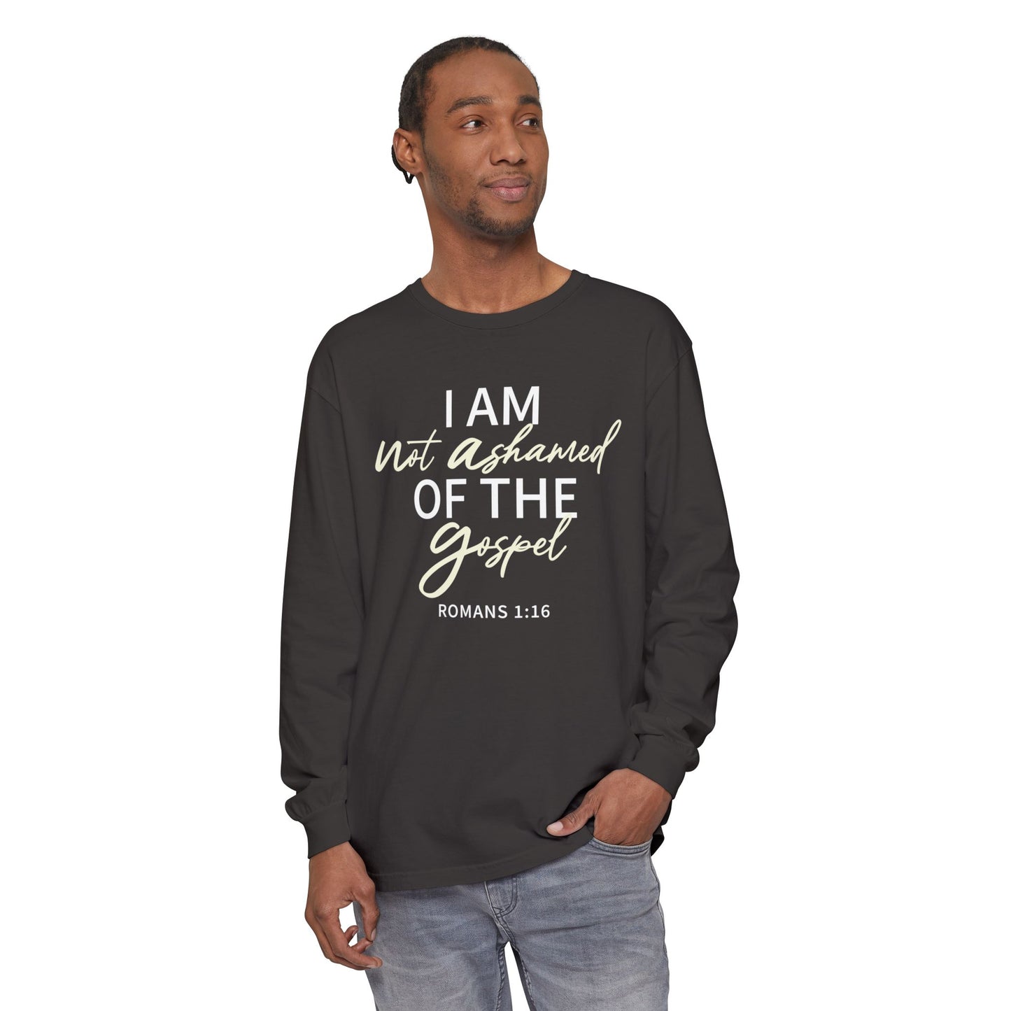 Romans 1:16 Beige 100% Cotton Lon Sleeve Comfort Color